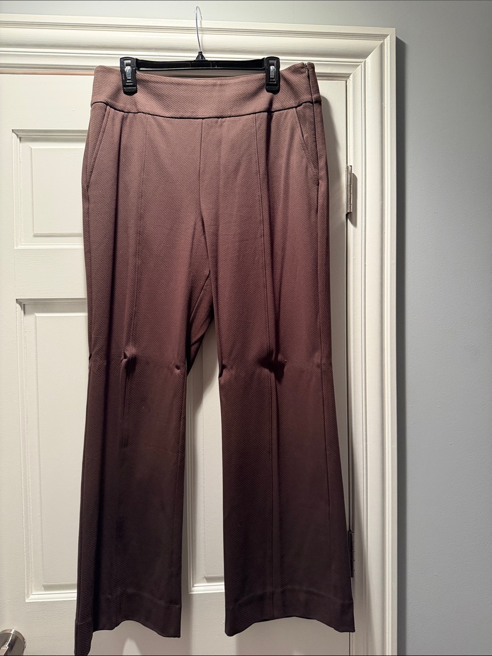 CAbi Wide-Leg Pull-On Pants in Mauve Brown